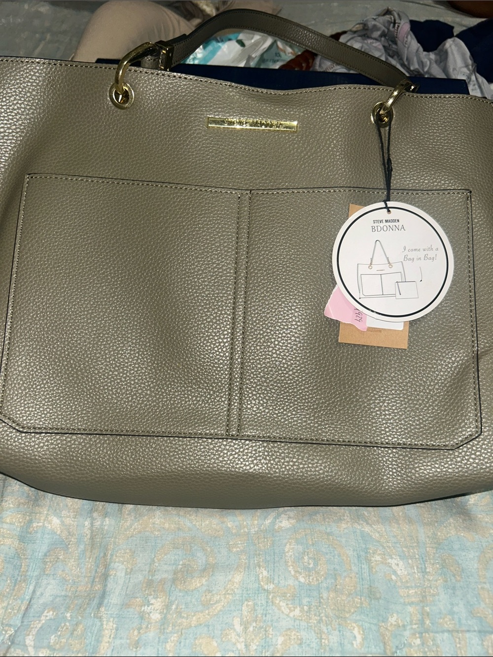 Steve Madden Taupe Pebbled Tote Shoulder Bag